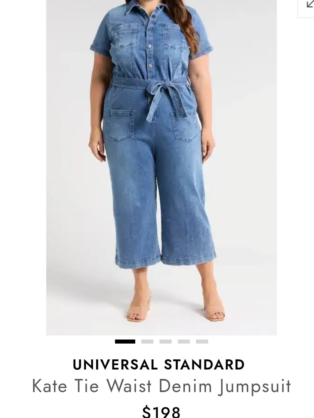 Universal Standard Kate Tie-Waist Denim Jumpsuit - Light Blue Size XL (26-28)